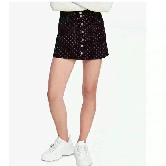 Free People Joani Patterned Corduroy Belt loops
buttons Mini Skirt Size 27 - Picture 2 of 12